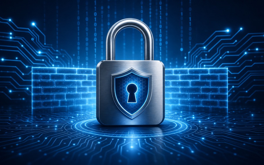 Enterprise firewall and cybersecurity protection visual